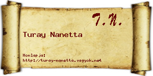 Turay Nanetta névjegykártya